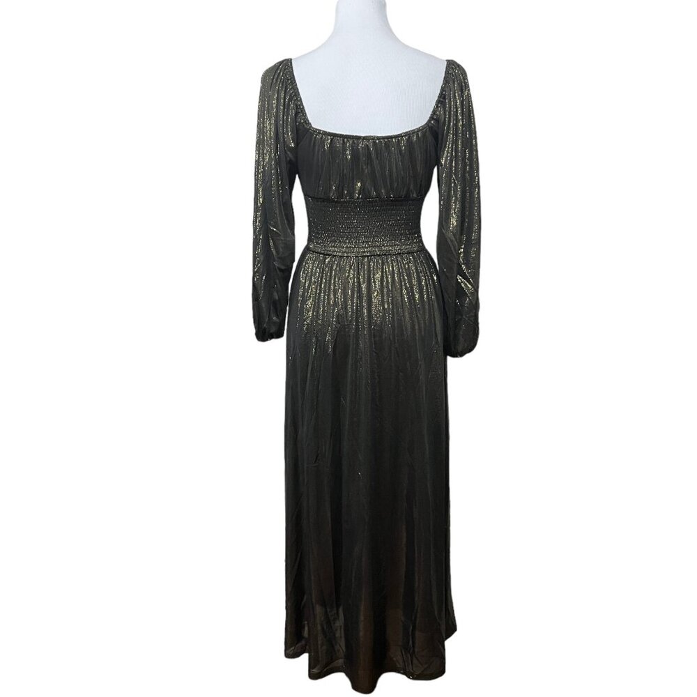 REVOLVE NSR‎ Metallic Midi Dress Womens XS Coquette Princess Royalcore Romantic - Picture 5 of 8